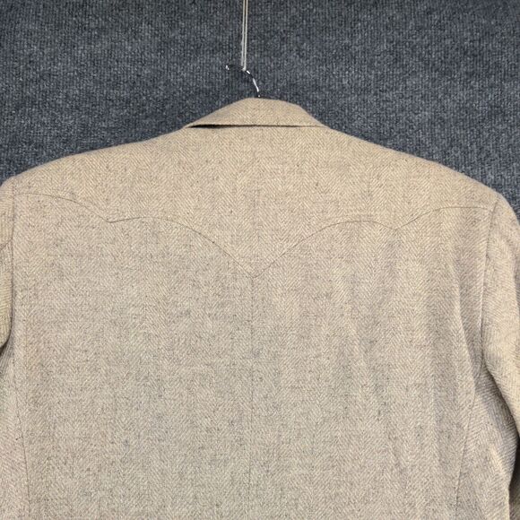 Circle S Men's Blazer Suit Jacket 38R Long Sleeve Tan Single Breasted Lined - Picture 7 of 14